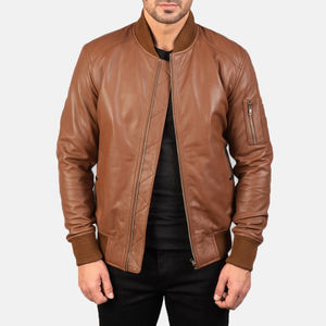 Veste en cuir d'agneau premium personnalisée pour homme 2025, col montant avec logo frontal pour la conduite à moto, veste pour homme - Product Image 1