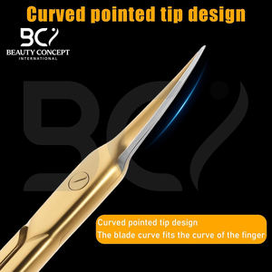 Ciseaux à cuticules de précision en or avec pointes fines, outil de soin des ongles en acier inoxydable de haute précision avec finition dorée élégante - Product Image 2