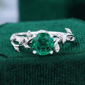 NOVAMART Fine Hallmark <b>Silver</b> Round Cut Lab <b>Emerald</b> Promise <b>Ring</b> Fashionable with Elegant and Stylish Wholesale Export - Product Image 1