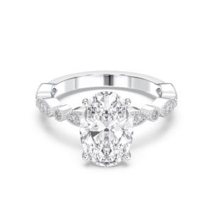 แหวนหมั้นเพชรโมอิส3.15กะรัตพร้อม E-F/VVS-VS 3.00CT ทรงวงรีและทรงกลมตัดด้วยทองคำ10K 14K 18K - Product Image 5