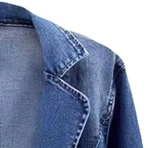 Veste en jean bleu longue 100% coton pour femme avec vestes et manteau en jean pour femme de style vintage - Product Image 5