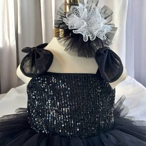 Vestido de princesa sin mangas de alta calidad para niñas con adornos de lazo y lentejuelas perfecto para desfiles de moda de fiesta con - Product Image 4