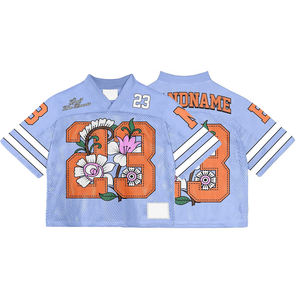 เสื้อครอปย้อนยุคเสื้อกีฬาโอเวอร์ไซส์ผ้าเจอร์ซีย์ใส่ฝึกซ้อมแบบตาข่ายเสื้ออเมริกันฟุตบอล - Product Image 2