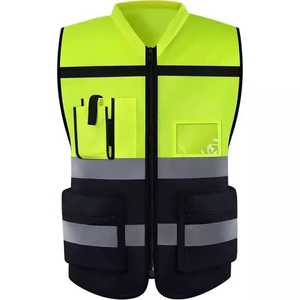 Gilet de sécurité haute visibilité unisexe en polyester, vêtement de travail réfléchissant, design multi-poches, personnalisable avec impression sérigraphiée - Product Image 4