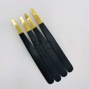 Juego de pinzas profesionales para cejas sólidas negras nuevas de acero inoxidable, duraderas y ecológicas, Color personalizado y logotipo moderno - Product Image 2