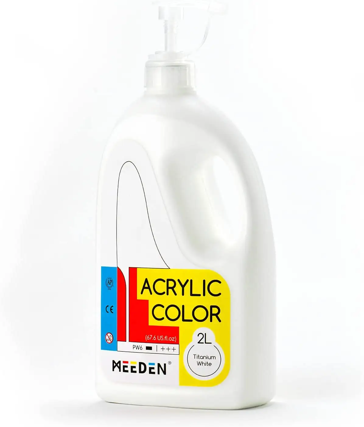 MEEDEN Extra-Large 2L /67 oz Non-Toxic Rich Pigments Colors Titanium White Acrylic Paint for Acrylic Poured Paintings Art Class