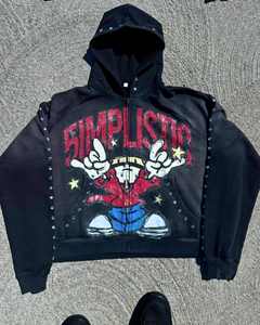 เสื้อฮู้ดดี้สตรีทแวร์สกรีนลายแบบแอซิดวอช คุณภาพพรีเมียม ผลิตตามสั่ง ผ้าฟลีซคอตตอน 100% ทรงโอเวอร์ไซส์ ผ้าคอตตอนหนา - Product Image 1