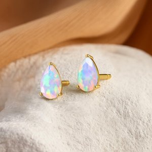 Boucles d'oreilles éthiopiennes en opale blanche poire pierre précieuse véritable opale de feu naturelle en argent sterling 925 plaqué or 14 carats cadeau de bijoux - Product Image 3
