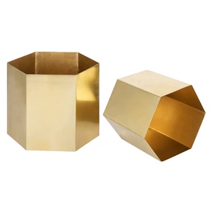 Vente en gros de jardinière décorative hexagonale en métal doré pour restaurant, maison, mariage à bas prix - Product Image 6