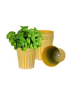 Pot de fleurs moderne en métal côtelé, pot décoratif d'intérieur en zinc pour herbes et plantes succulentes - Pots de jardinage de style vintage - Product Image 1