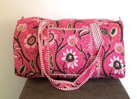 Magnifique Sac de Voyage de Luxe Matelassé en Coton Imprimé Floral Fait Main, Grand Sac de Sport Décontracté pour la Gym et le Yoga, Écologique