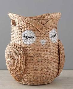 Cesta decorativa de búho de jacinto de agua natural, contenedor de almacenamiento tejido a mano para ropa, lavandería y organización del hogar de Vietnam - Product Image 3