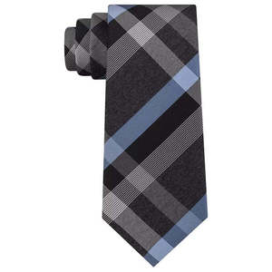 Kenneth Cole Reaction Men's Luxury Slim <b>Tie</b> Navy Ruby Plaid Print Jacquard Business Formal Cotton Silk <b>Polyester</b> Size Regular - Product Image 1