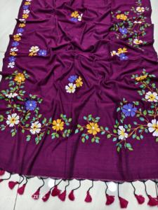 Exclusivo Sari de Algodón Mal Pintado a Mano, Tejido Ecológico de Secado Rápido, Ligero, con Estampado para Mujeres y Niñas, Vestido para Bodas - Product Image 6