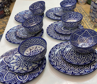 Service de Table en Céramique de Fès, Peint à la Main, Fait au Maroc