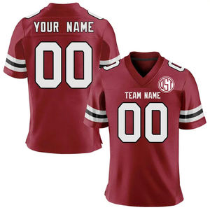 Black <b>Red</b> Custom Men's American Football Jersey Youth <b>Kids</b> Training <b>Shirts</b> Personalised Print Short Sleeve Breathable Feature - Product Image 2