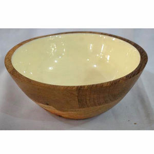 Cuencos de madera esmaltados impresos, utensilios de cocina y restaurantes y diseño japonés hecho a mano, cuenco para servir aperitivos de forma redonda pulida segura - Product Image 4