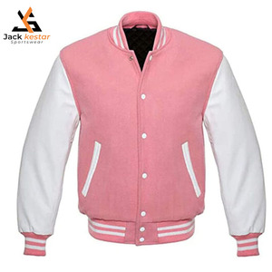 Vestes de Baseball en Chenille de Laine Respirante avec Broderie de Lettres pour Hommes Vintage Manches en Cuir Blanc Veste de Baseball pour Hommes Vestes Grande Taille - Product Image 1