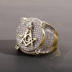 Elegant 10K Solid Gold Moissanite Diamond Masonic Symbol <b>Ring</b> <b>Iced</b> Out Hip Hop Statement Jewelry Unique Gift for Men - Product Image 2