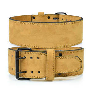 Customizable Premium Leather Weightlifting <b>Belt</b> Double Prongs <b>Powerlifting</b> <b>Belt</b> Buckle Closure Offering Custom Logo Color Option - Product Image 4