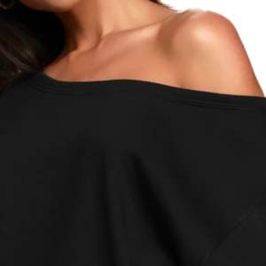 Venta al por mayor de sudadera de mujer con logotipo personalizado impreso nueva informal de manga larga cuello ancho 6XL cintura natural patrones de hombro - Product Image 3