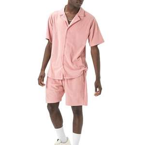 100% coton surdimensionné chemise et short de haute qualité vêtements de rue Logo personnalisé blanc hommes 2 pièces ensembles courts vêtements d'été - Product Image 5