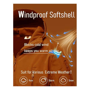 Chaqueta softshell con capucha ecológica impermeable con soporte frontal revestido para hombre ajuste cómodo última llegada para invierno al aire libre OEM - Product Image 5
