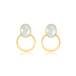 Boucles d'oreilles créoles en argent sterling 925 avec pierre précieuse améthyste plaqué or Style chrétien religieux pour mariage - Product Image 2