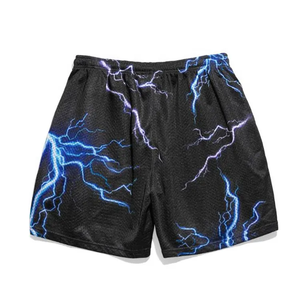 ลายสายฟ้าผ่าสำหรับผู้ชายบาสเก็ตบอลแบบย้อนยุคสีดำ - Product Image 2