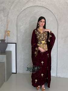 Dubai buổi tối hồi giáo cộng với kích thước Trọng lượng nhẹ Chiều dài sàn EID caftan abaya với tay áo dài cho cầu nguyện và bên mặc - Product Image 2
