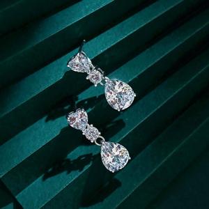 Jeulia Three Stone Multi-Shaped Sterling <b>Silver</b> <b>Drop</b> <b>Earrings</b> for Wedding - Product Image 3