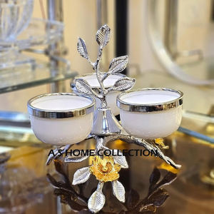 Soporte de rama frondosa de Metal de aluminio 3 en 1, plateado y blanco, decoración decorativa de lujo para el hogar, vajilla, cuenco, accesorio de mesa - Product Image 1