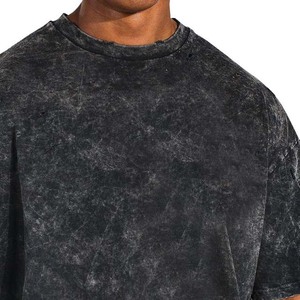 2025 nueva llegada más vendidos lavado ácido camisetas bordado de los hombres 2025 logotipo personalizado impreso camisetas de gran tamaño lavado ácido OEM - Product Image 3