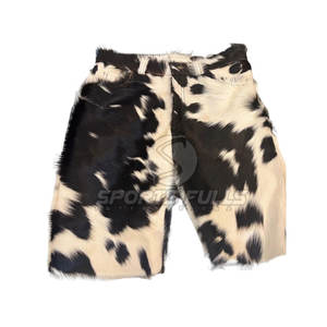 Western Cowboy Casual Hair-on Hide <b>Shorts</b> for <b>Men</b> Real Cowhide <b>Leather</b> Handmade Quick Dry Button Fly Customizable - Product Image 1