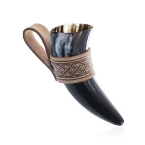 100% natural handcrafted Eco friendly top quality polished viking drinking horn for home restaurant and hotel from India.