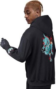 เสื้อฮู้ดลายกราฟิกผู้ชายแนวสตรีทปักลายมังกร - Product Image 5