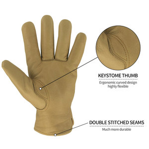 ถุงมือหนังแพะเพื่อความปลอดภัยใส่สบายพอดีกับถุงมือขับขี่หนังวัวเพื่อความปลอดภัยในมือถุงมือหนังวัวสำหรับคนขับ - Product Image 3