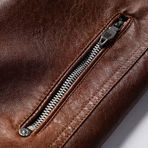 2024 Men's High Quality Genuine Leather <b>Jacket</b> Woolen <b>Thin</b> Stand Collar <b>Waterproof</b> Breathable Cow Skin Winter Wear OEM Service - Product Image 4