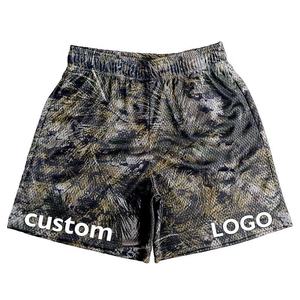 Pantalones cortos de diseño de malla para hombre sólidos, totalmente personalizados, de doble capa, transpirables, de secado rápido, de alta calidad, con estampado de transferencia de calor High Street - Product Image 1
