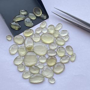 Piedra de cuarzo de oro verde limón Natural de 10mm y 20mm, tamaño libre, corte rosa, rebanadas traseras planas, piedras preciosas calibradas para hacer joyas, anillo - Product Image 2