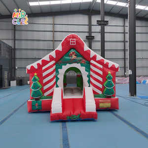 Château Gonflable Thème Noël Commercial avec Parcours Obstacles, Bouncy Castle Heavy-Duty pour <span class=keywords><strong>Location</strong></span> Fêtes - Product Image 4