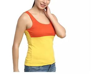 Camiseta sin mangas de mujer de nuevo diseño personalizada OEM ropa deportiva de punto con decoración de plumas Color liso - Product Image 4