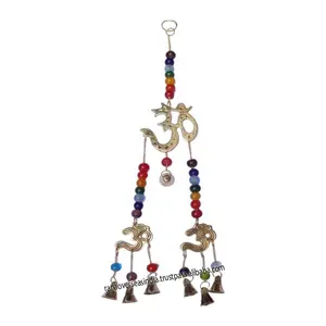 Factory Supplier Custom Wholesale Om Wall Decor Brass Wind Chimes With Bells & Chakra Beads for Good Luck And Positive Energy