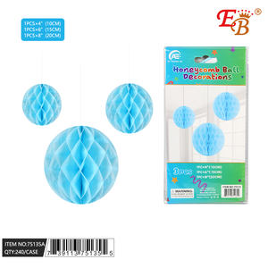 Decoraciones de bolas de nido de abeja EB de 4, 6 y 8 pulgadas, color azul claro, de seda, para decoración de pared en fiestas, Acción de Gracias, San Valentín y graduaciones. - Product Image 1