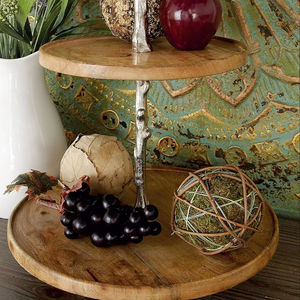 Bandejas de Almacenamiento de Madera Ecológicas de 2 Niveles con Diseño Personalizado para Organización y Exhibición - Product Image 1