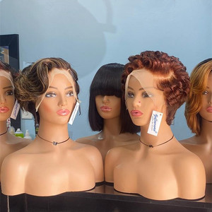 Barato Perruque 13x4 pelo para negro Weavelace Frontahairxie corte rizado mujeres peluca, HD L100 pelo brasileño corto pelucas de encaje completo 180% - Product Image 3