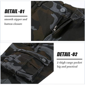 Vente en gros Short de jogging personnalisé 100% coton avec taille élastique brodée Short cargo solide à motif vintage pour homme - Product Image 4