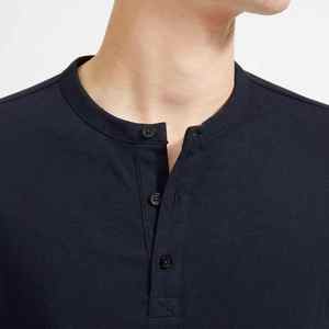 Henley algodón orgánico Henley camisa hombres camiseta botones ecológicos hombres camisetas de manga larga peso Henley camiseta - Product Image 4