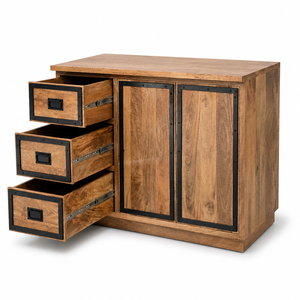 Nexa Solid Mango Wood Kitchen Unit | Antique Kitchen Storage Workstation <b>Cabinet</b> | Custom Color Eco-Friendly Water Resistant - Product Image 5