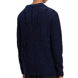 Pull-over vintage à col rond personnalisé pour hommes avec logo décoratif Haut en tricot uni respirant Hiver décontracté quantité minimale de commande bas Approvisionnement ODM - Product Image 2